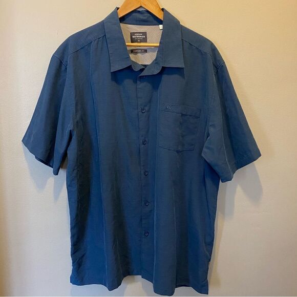 Quiksilver Blue Men's Button Down Short Sleeves Shirt XXL - Picture 1 of 8